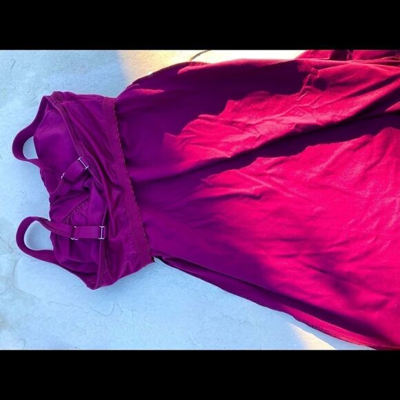 Land’s End Standard size swim Tankini Top long dress underwire Eggplant 10 DDD - Picture 13 of 16